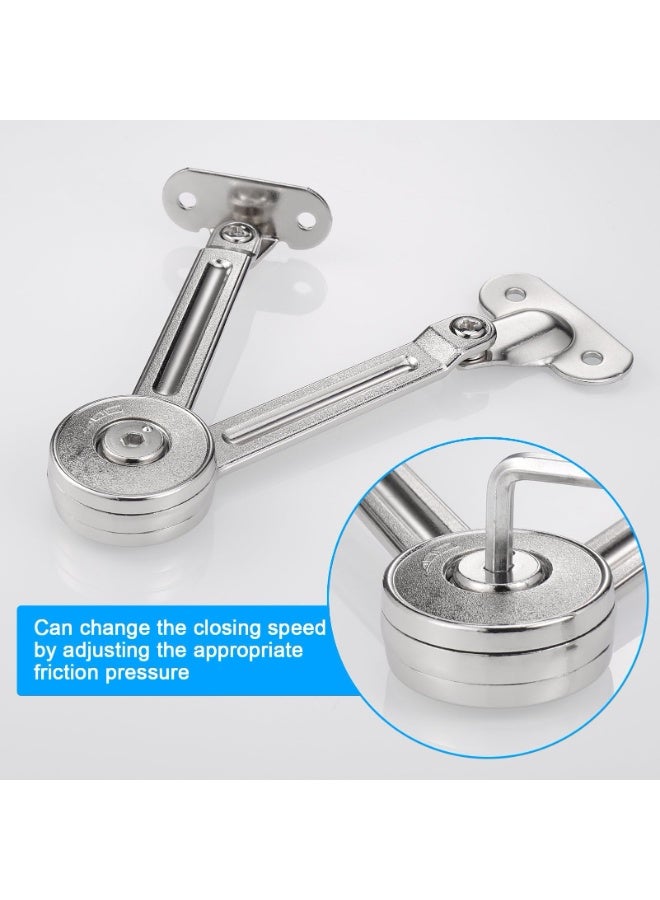 Relex 2Pcs Soft Close Lid Support Hinges with Screws & Hex Key, Satin Nickel Drop Down Hinges Support 40lb, Folding Lid Stay Hinges for Kitchen Door Cabinet Cupboard Wardrobe Toy Box Lift Up Stay - Image 3